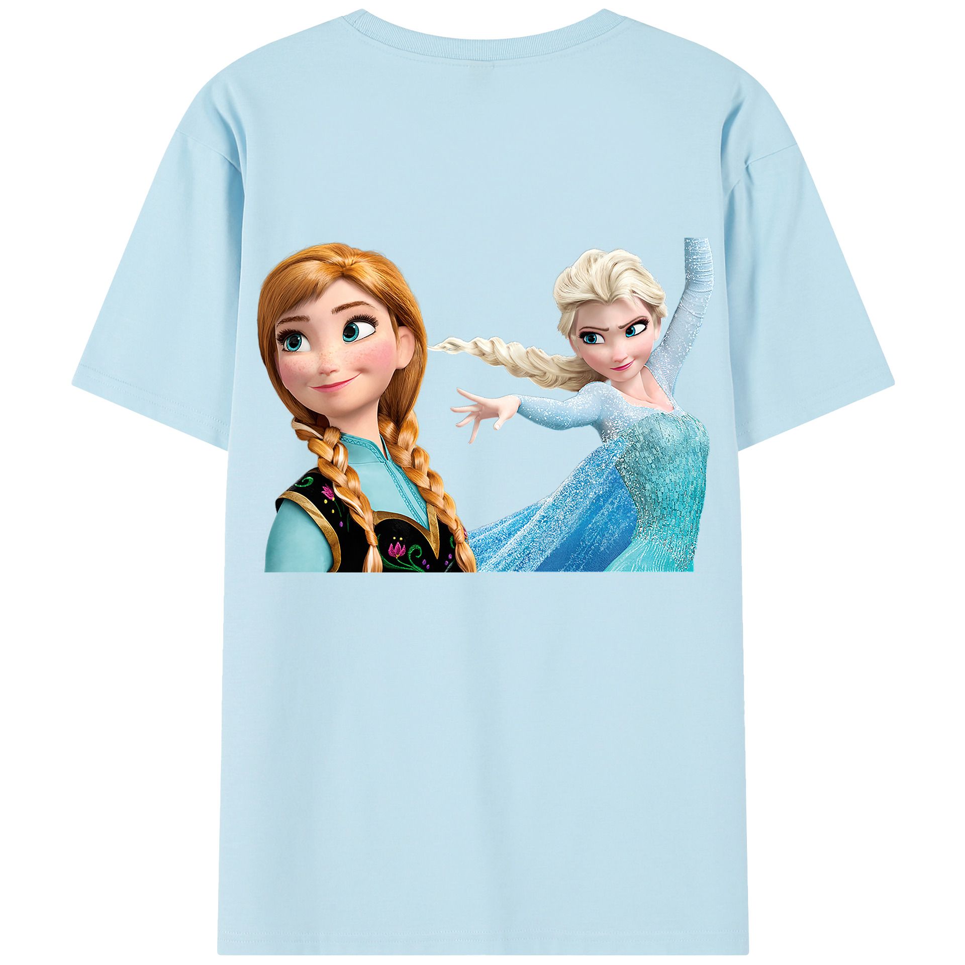 （画像用） アナと雪の女王 アンナ エルサ Frozen Anna Elsa 綿100％半袖Tシャツ（背面プリント）